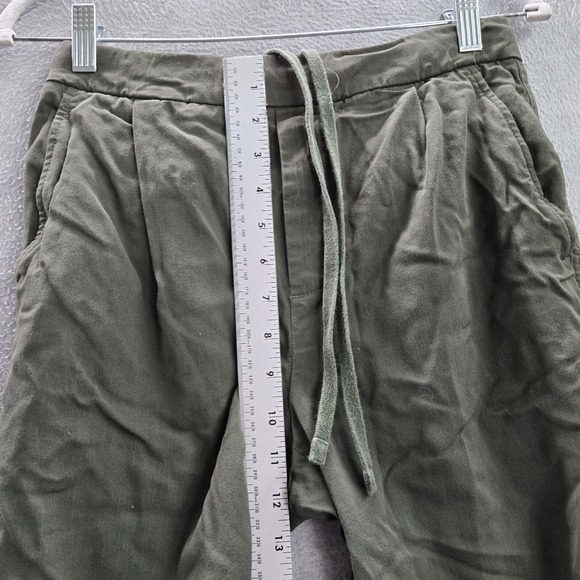 Vince Women Pants Medium Green Cropped Drawstring Pockets High Rise 22 in Inseam - Picture 4 of 12